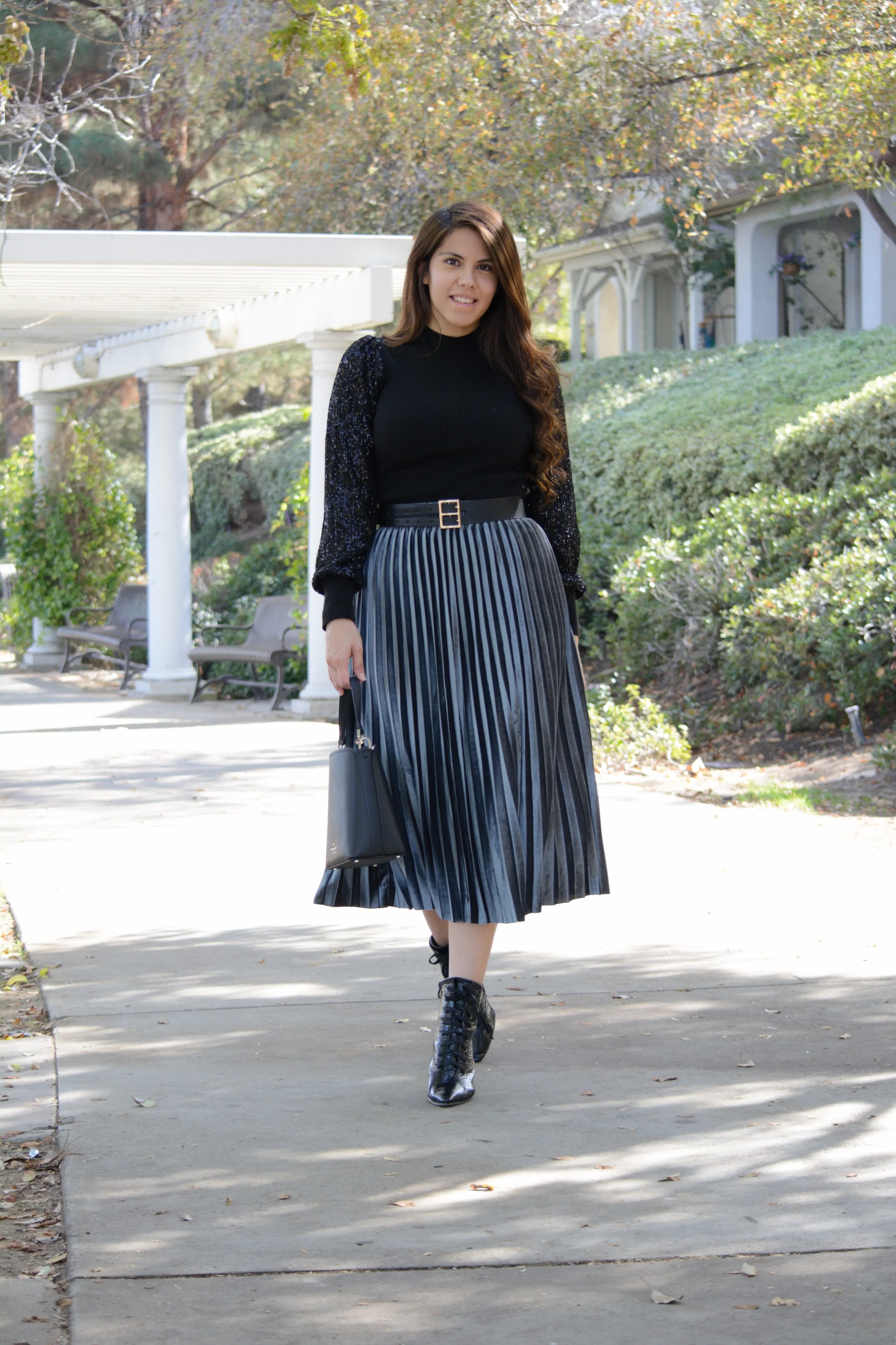 Florence Blue Velvet Skirt