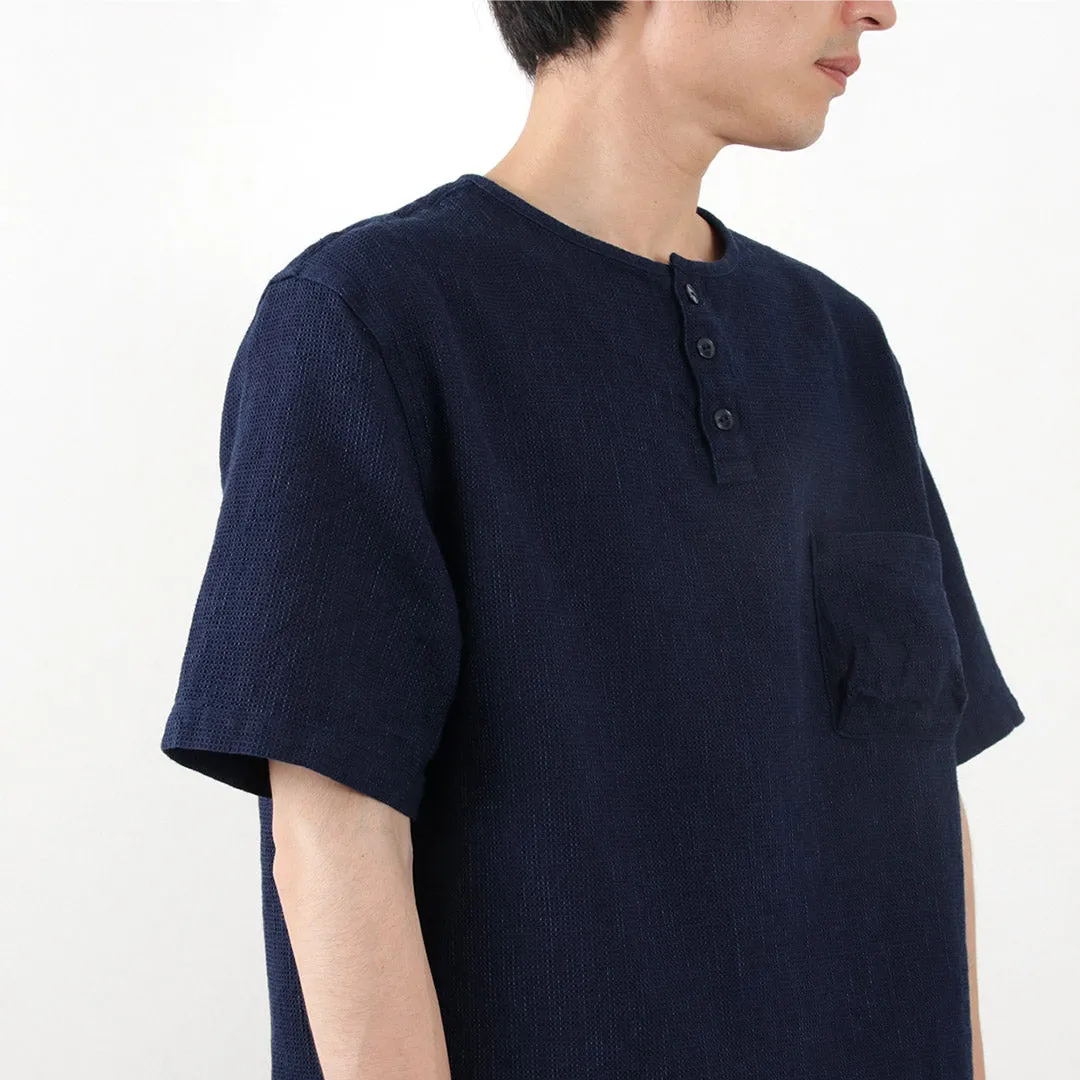 FOB FACTORY / F3493 Indigo waffle T-shirt