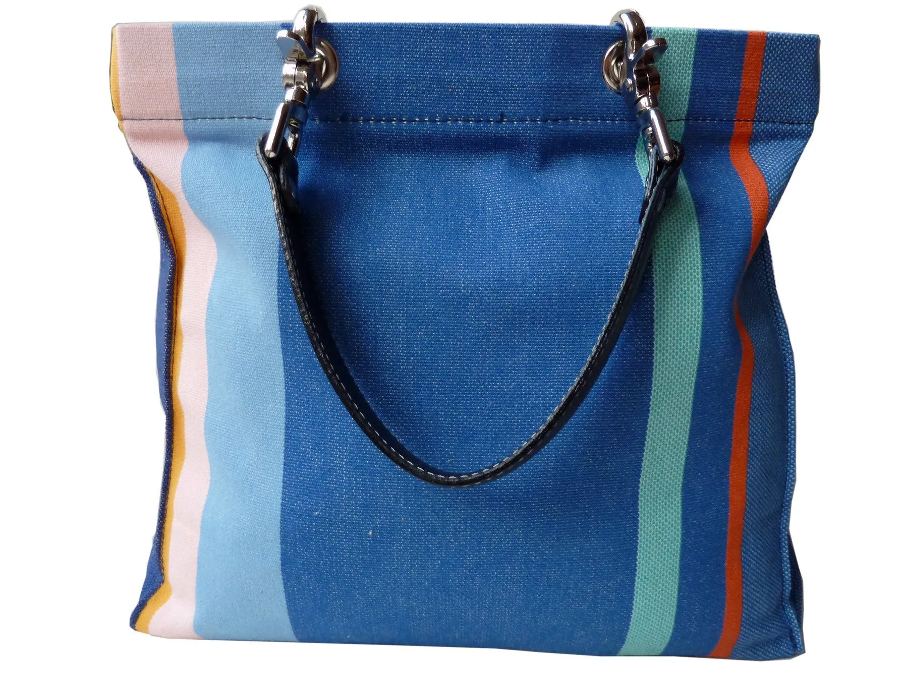 French Cotton Stripe Bags Blue Orange Color Block