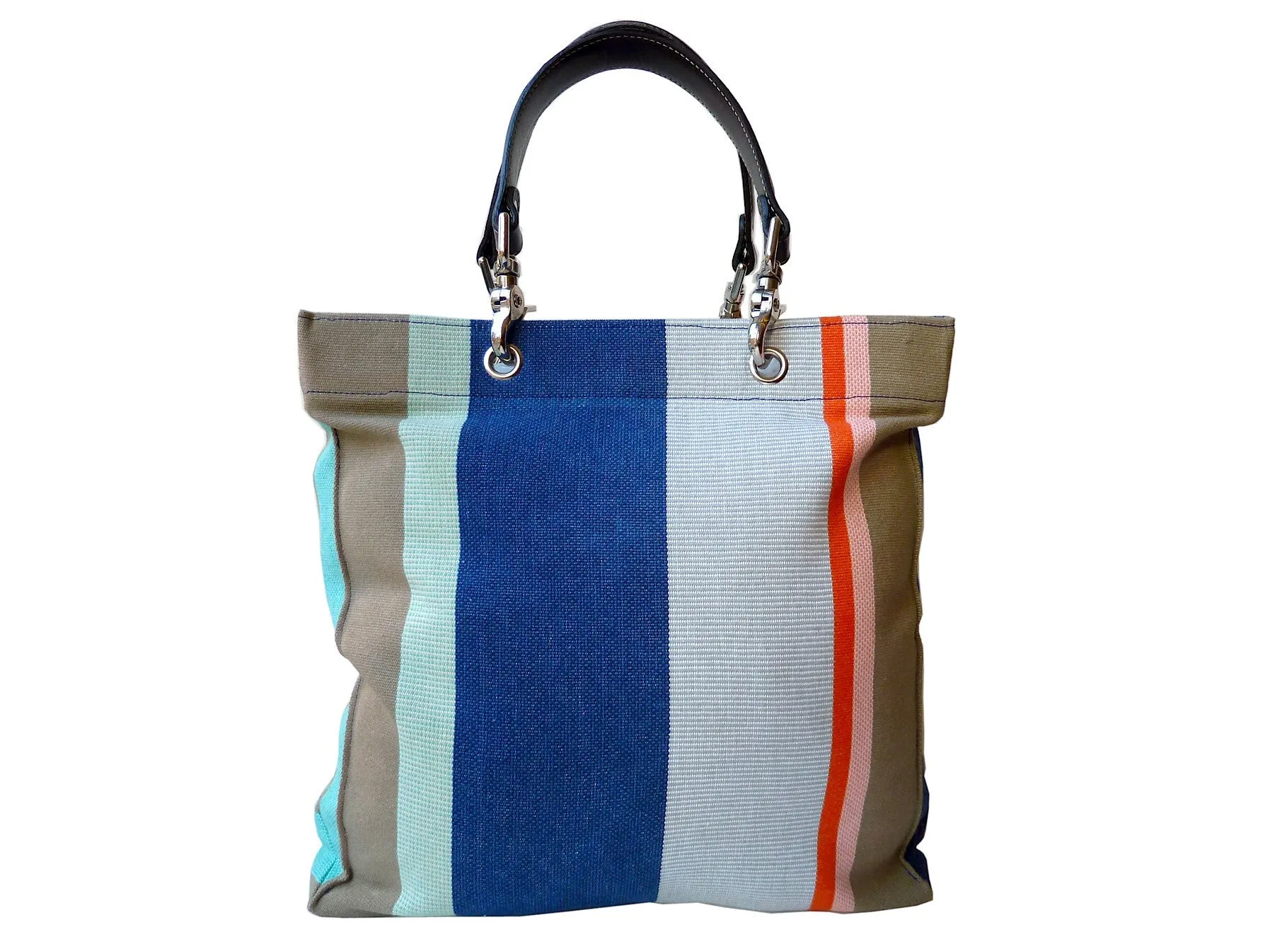 French Cotton Stripe Bags Blue Orange Color Block