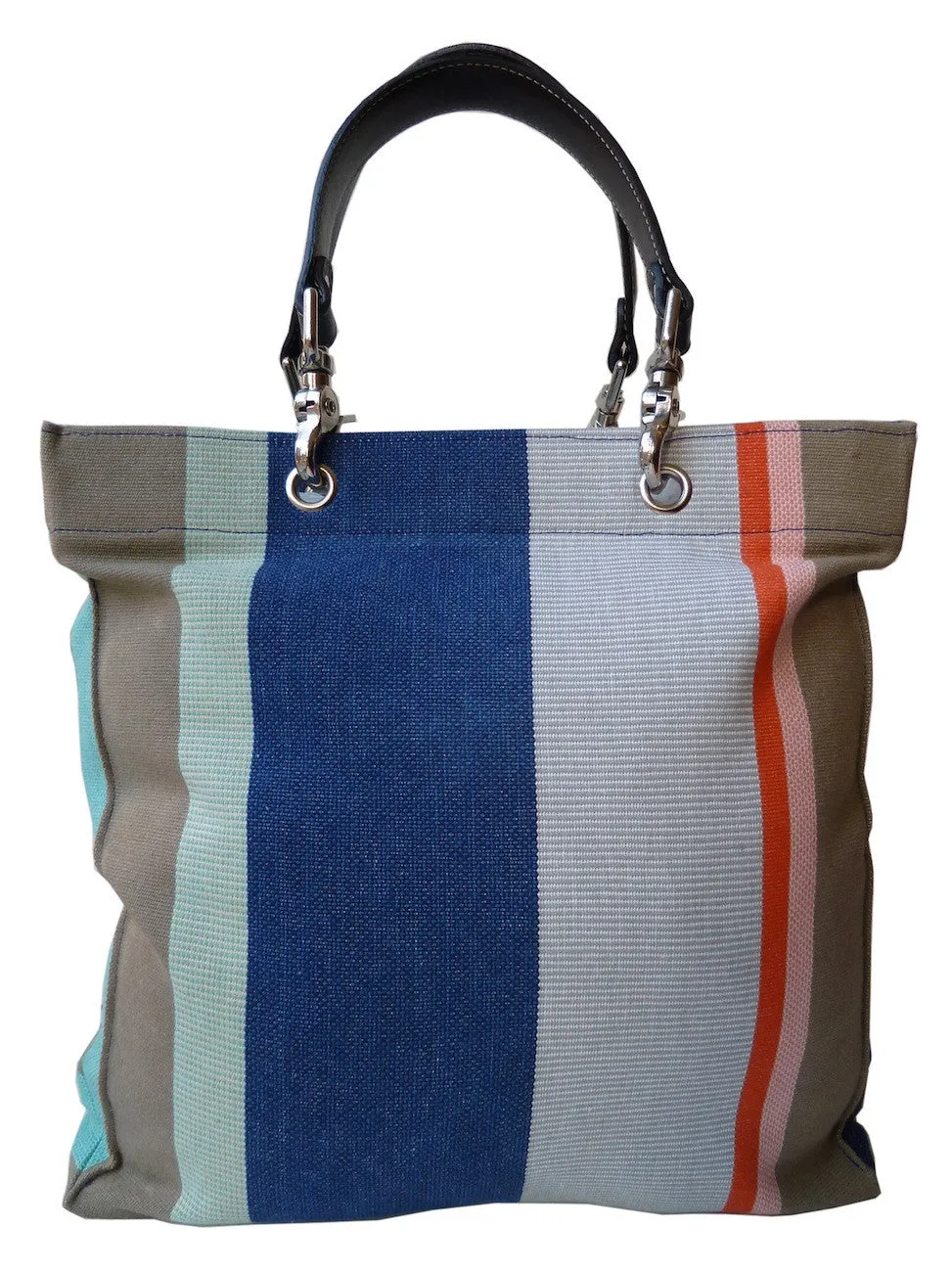 French Cotton Stripe Bags Blue Orange Color Block