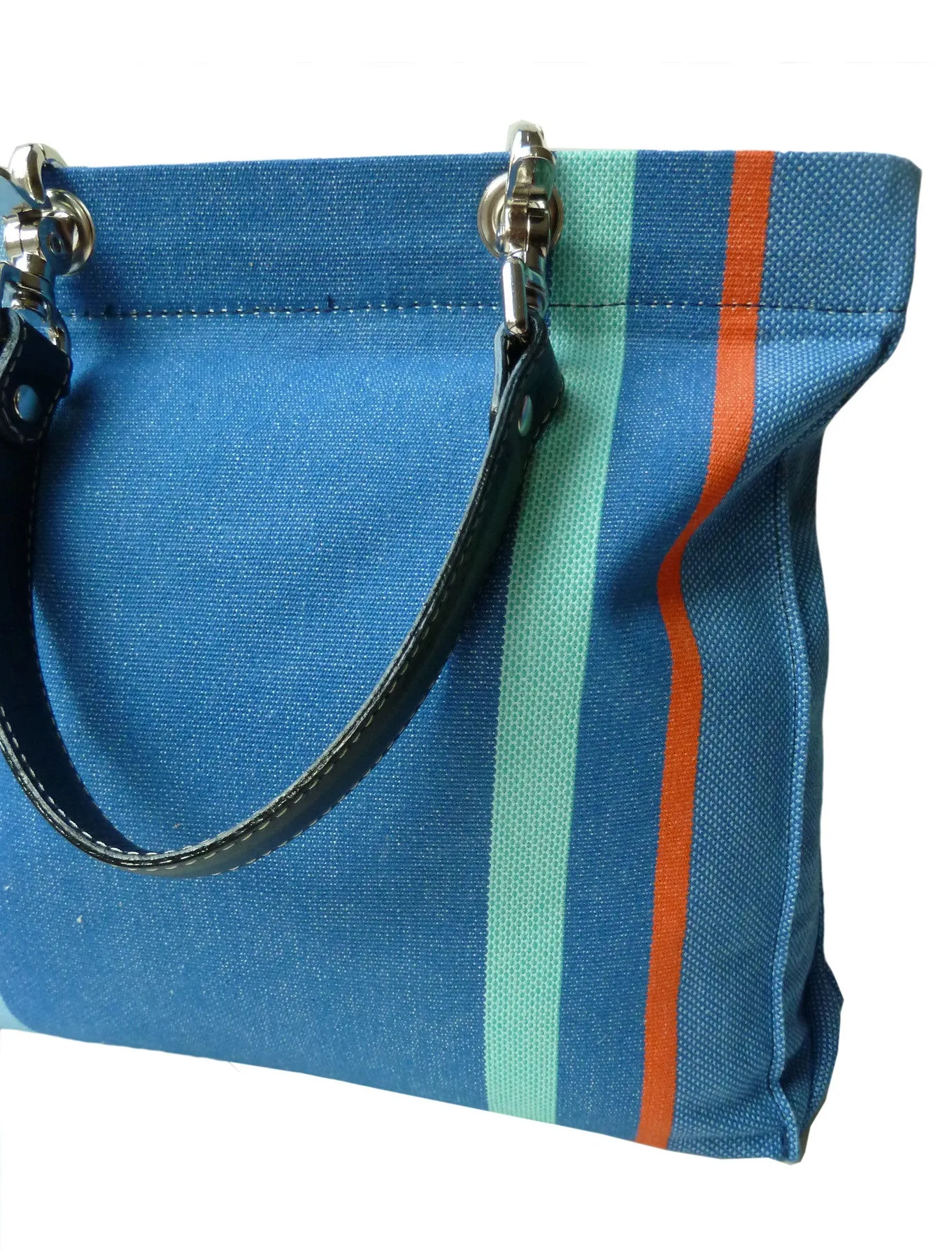 French Cotton Stripe Bags Blue Orange Color Block