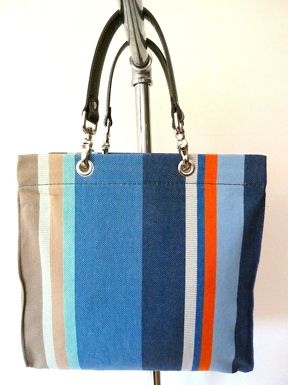 French Cotton Stripe Bags Blue Orange Color Block