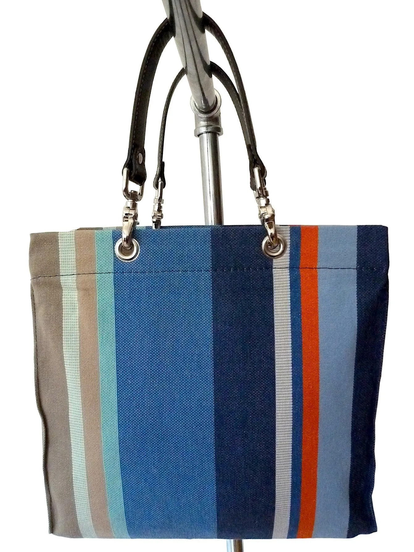 French Cotton Stripe Bags Blue Orange Color Block