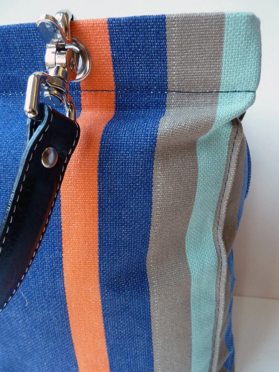 French Cotton Stripe Bags Blue Orange Color Block