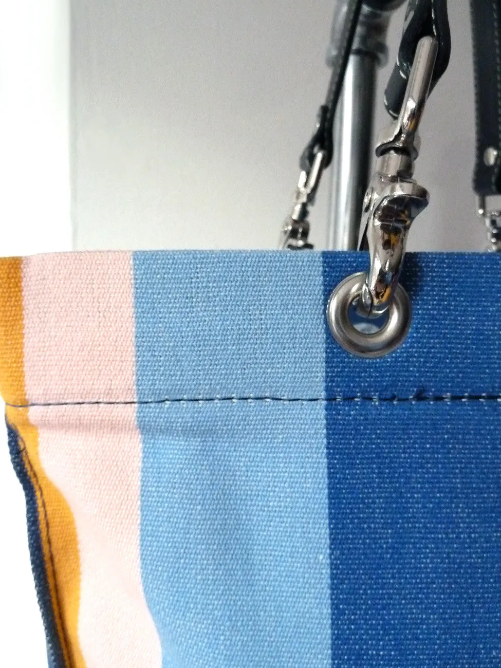 French Cotton Stripe Bags Blue White Color Block