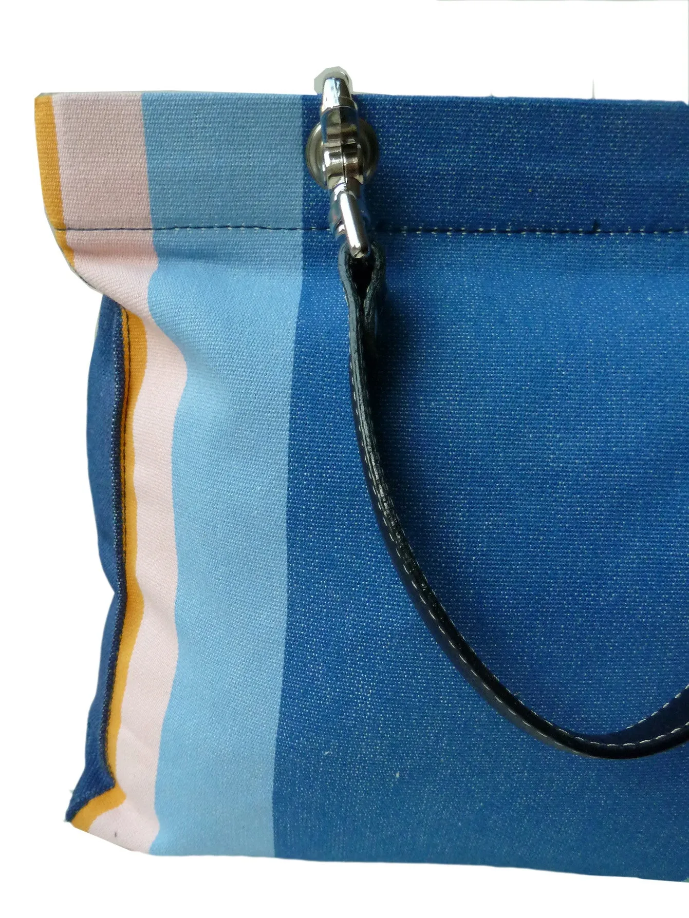 French Cotton Stripe Bags Dark Denim Color Block