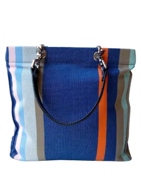 French Cotton Stripe Bags Dark Denim Color Block