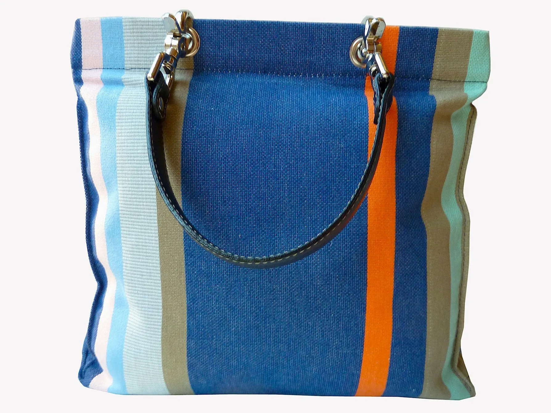 French Cotton Stripe Bags Dark Denim Color Block