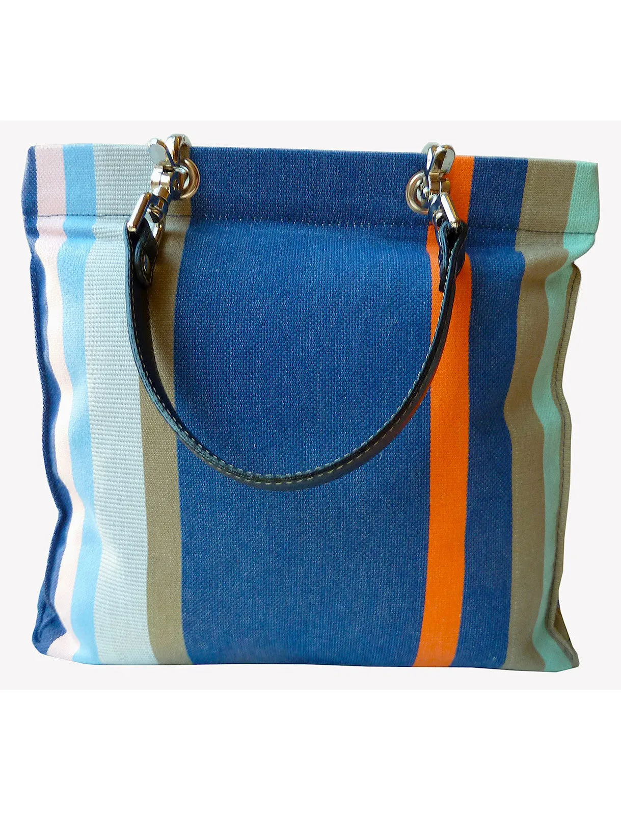 French Cotton Stripe Bags Denim Orange Color Block