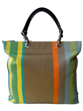 French Cotton Stripe Bags Khaki Orange Color Block