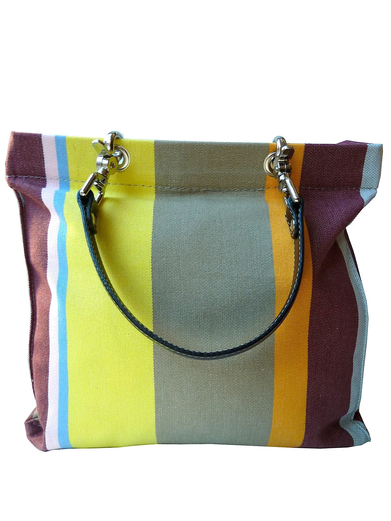 French Cotton Stripe Bags Taupe and Pink Color Block