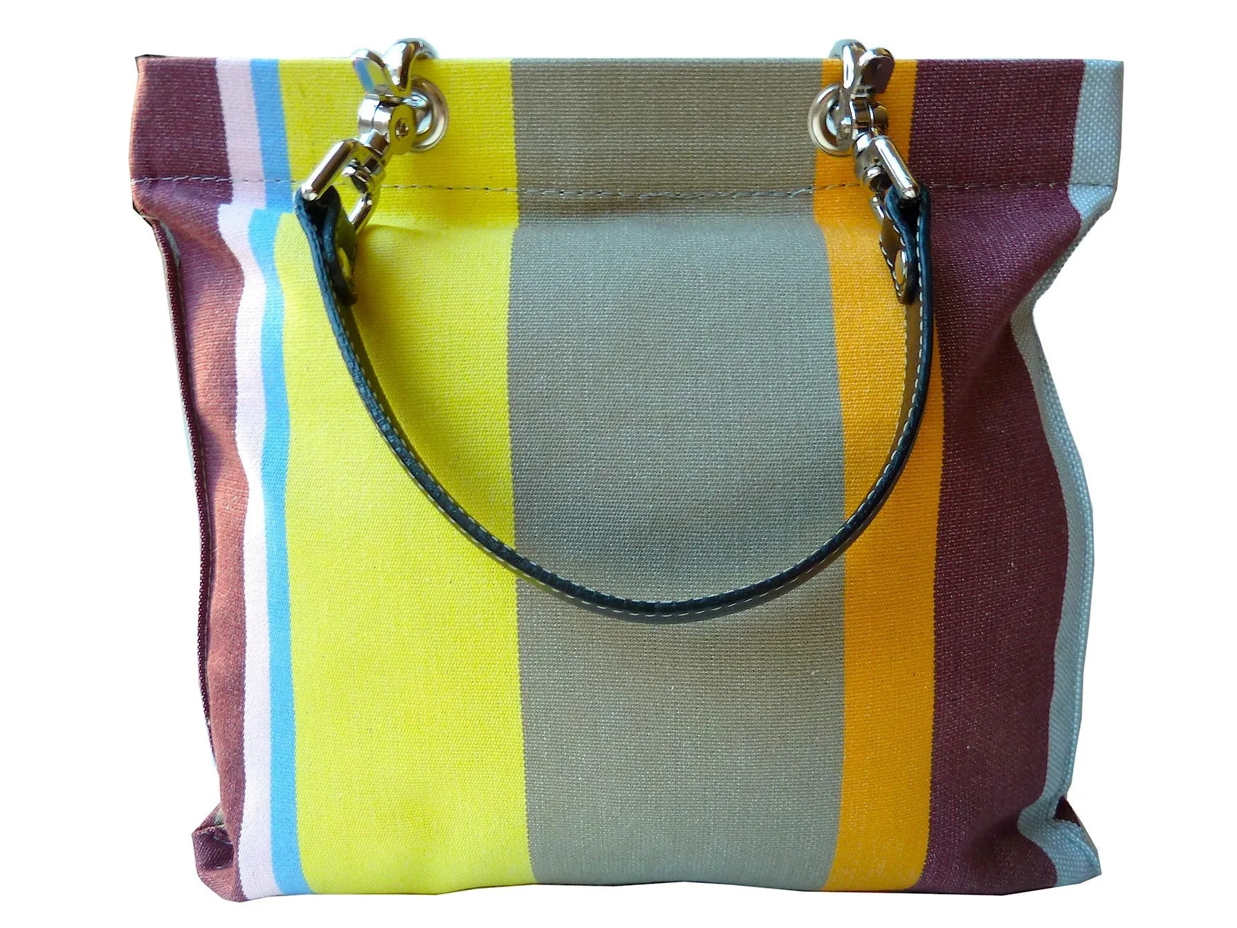 French Cotton Stripe Bags Taupe and Pink Color Block