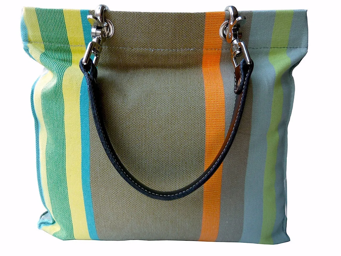 French Cotton Stripe Bags Yellow Taupe Color Block