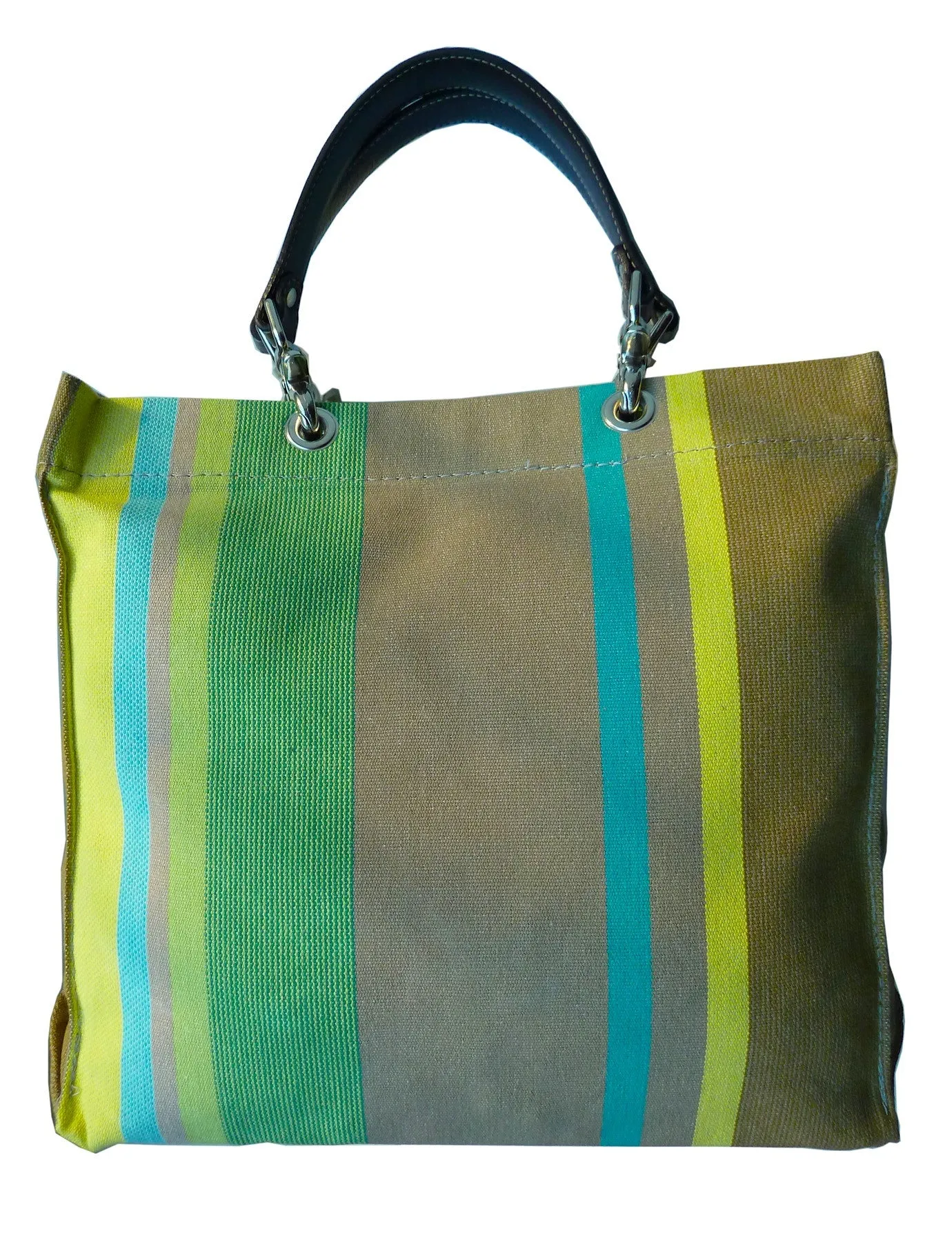 French Cotton Stripe Bags Yellow Taupe Color Block