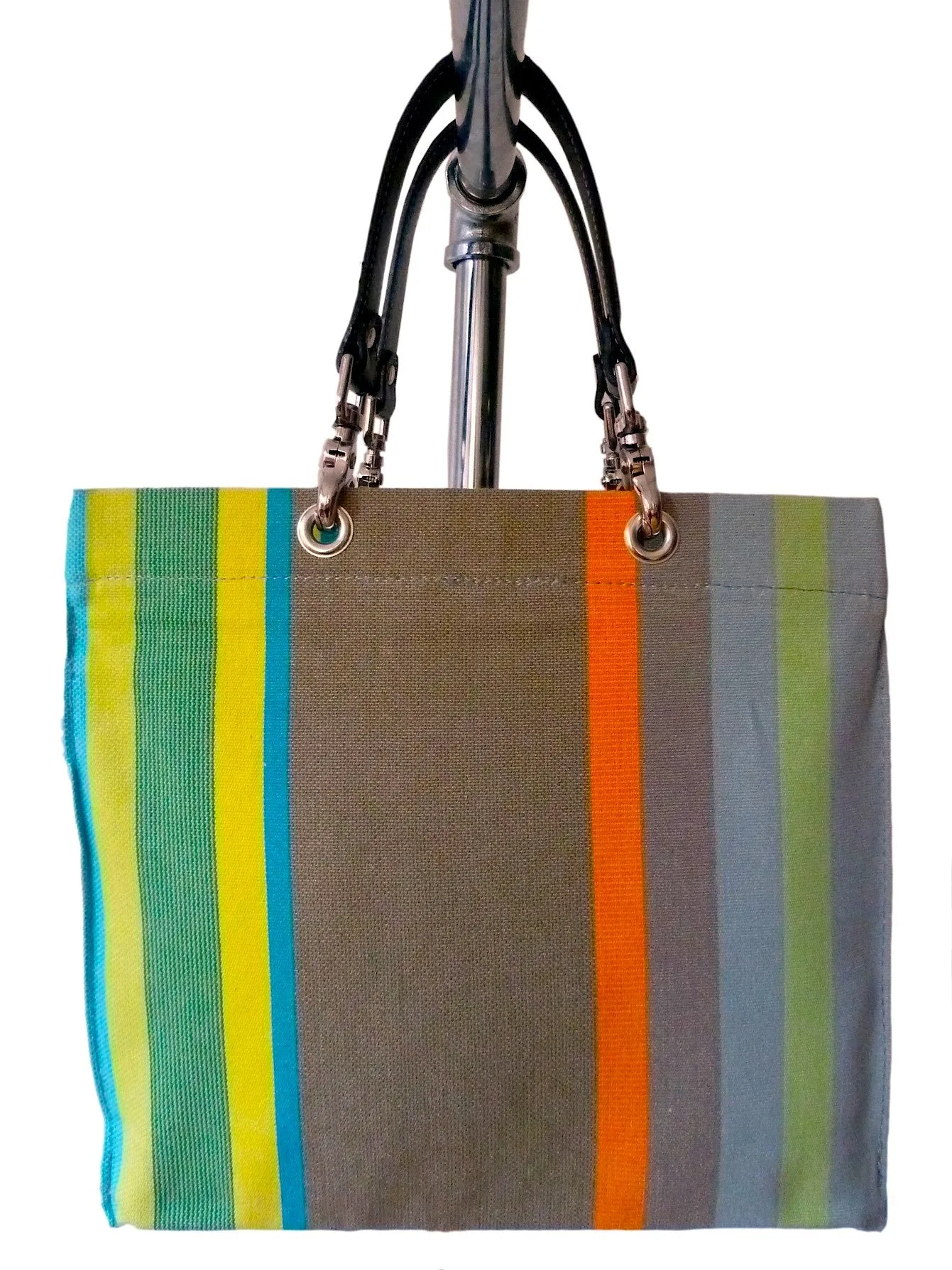 French Cotton Stripe Bags Yellow Taupe Color Block