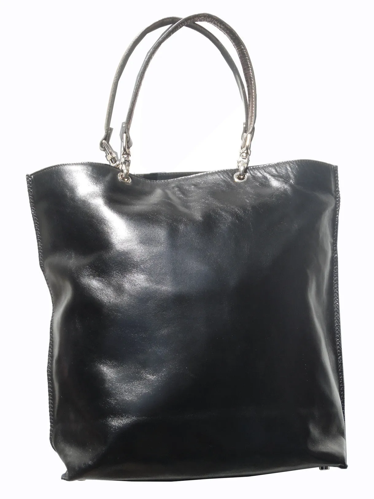 Gajumbo Tote Bag Calfskin Leather Black