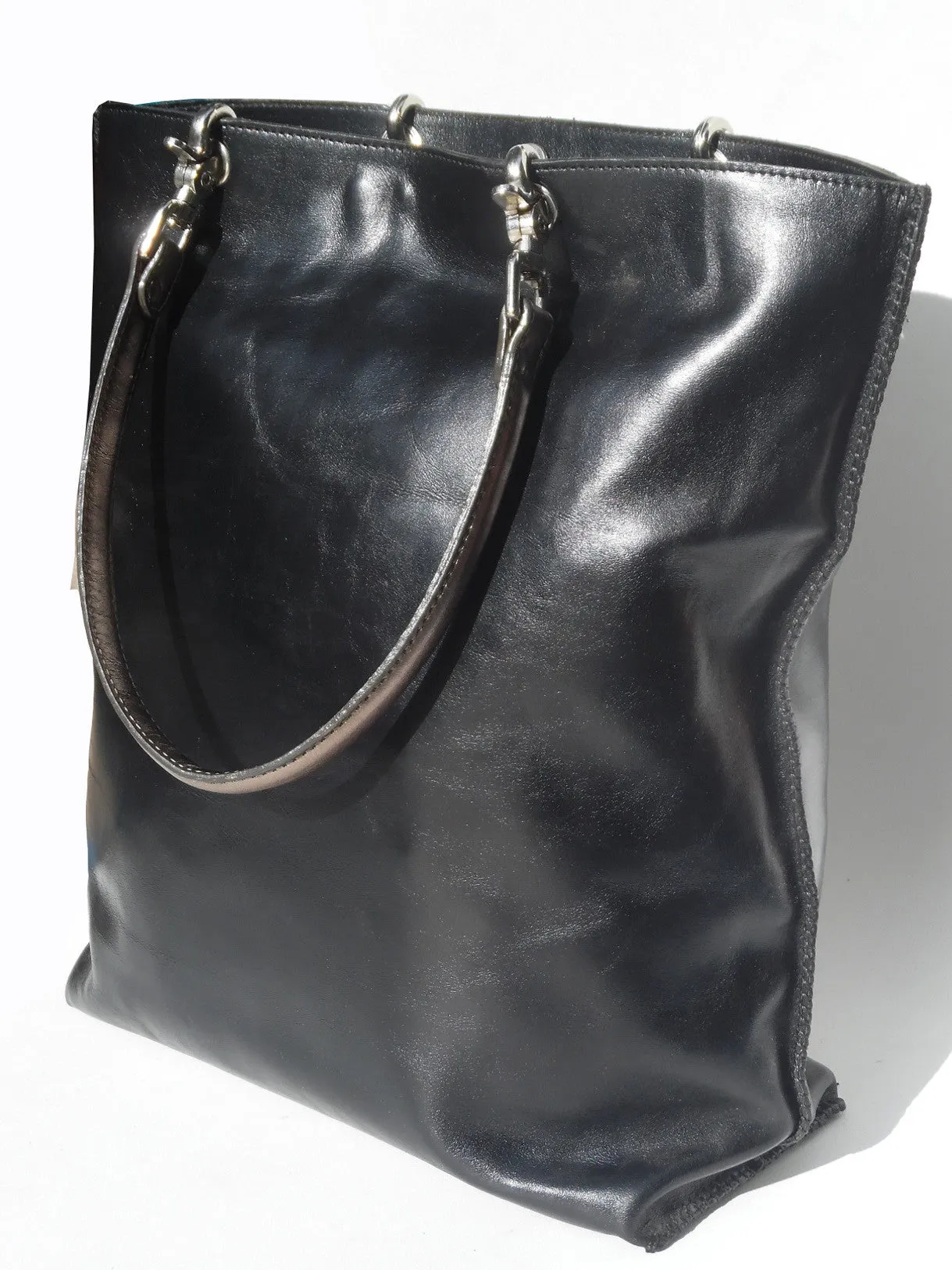 Gajumbo Tote Bag Calfskin Leather Black