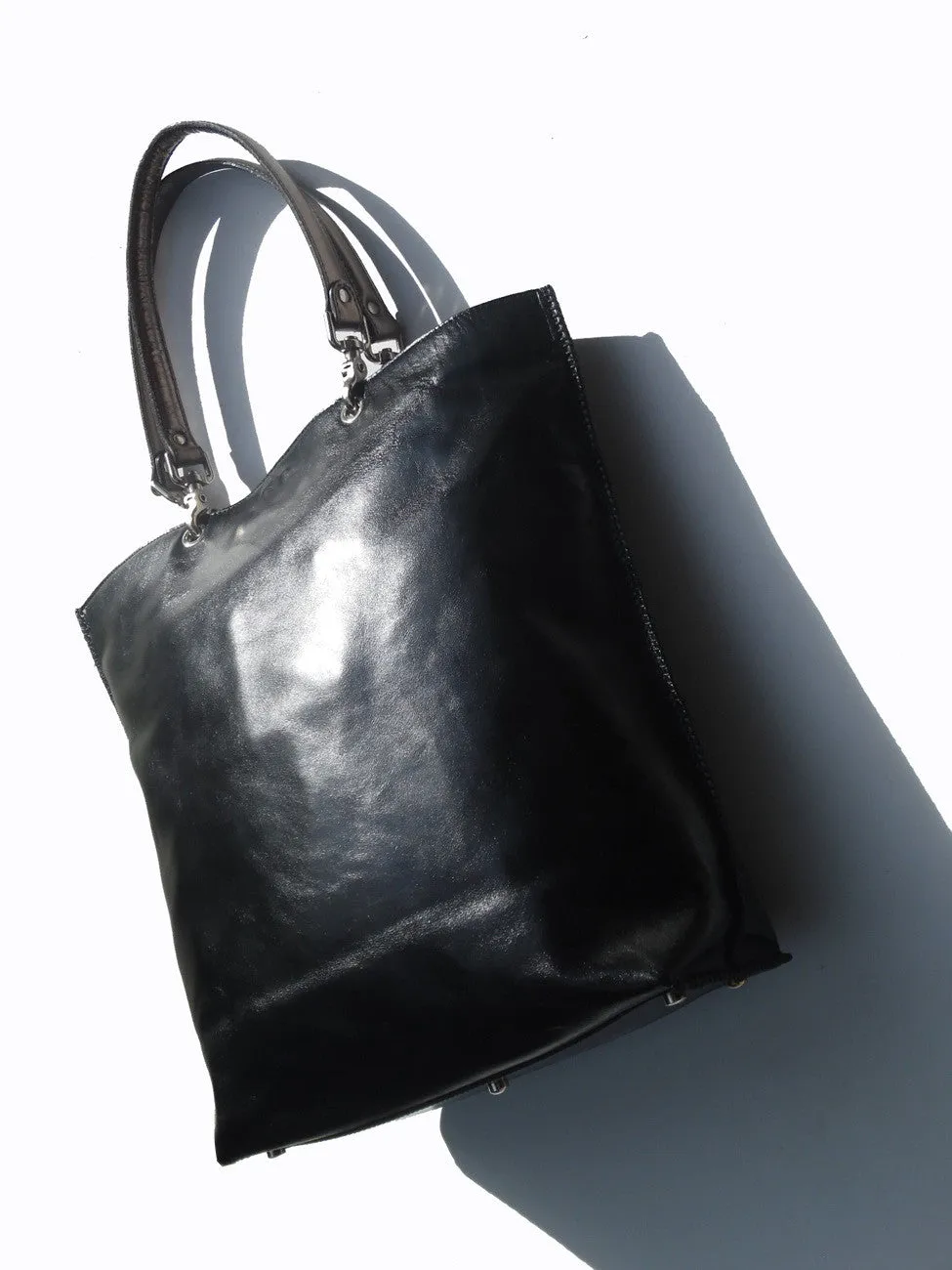 Gajumbo Tote Bag Calfskin Leather Black