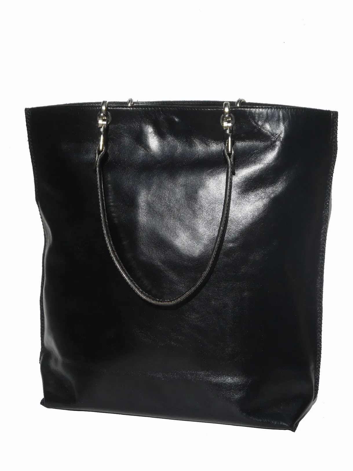 Gajumbo Tote Bag Calfskin Leather Black