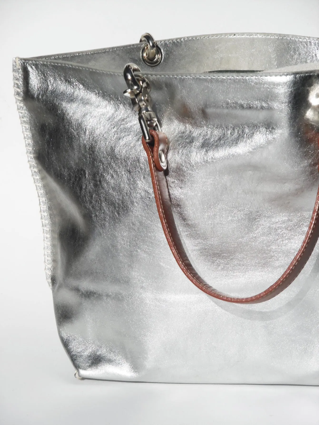 Gamidi Tote Bag Metallic Leather Champagne