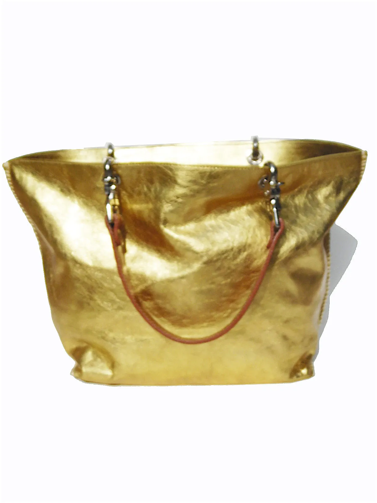 Gamidi Tote Bag Metallic Leather Champagne