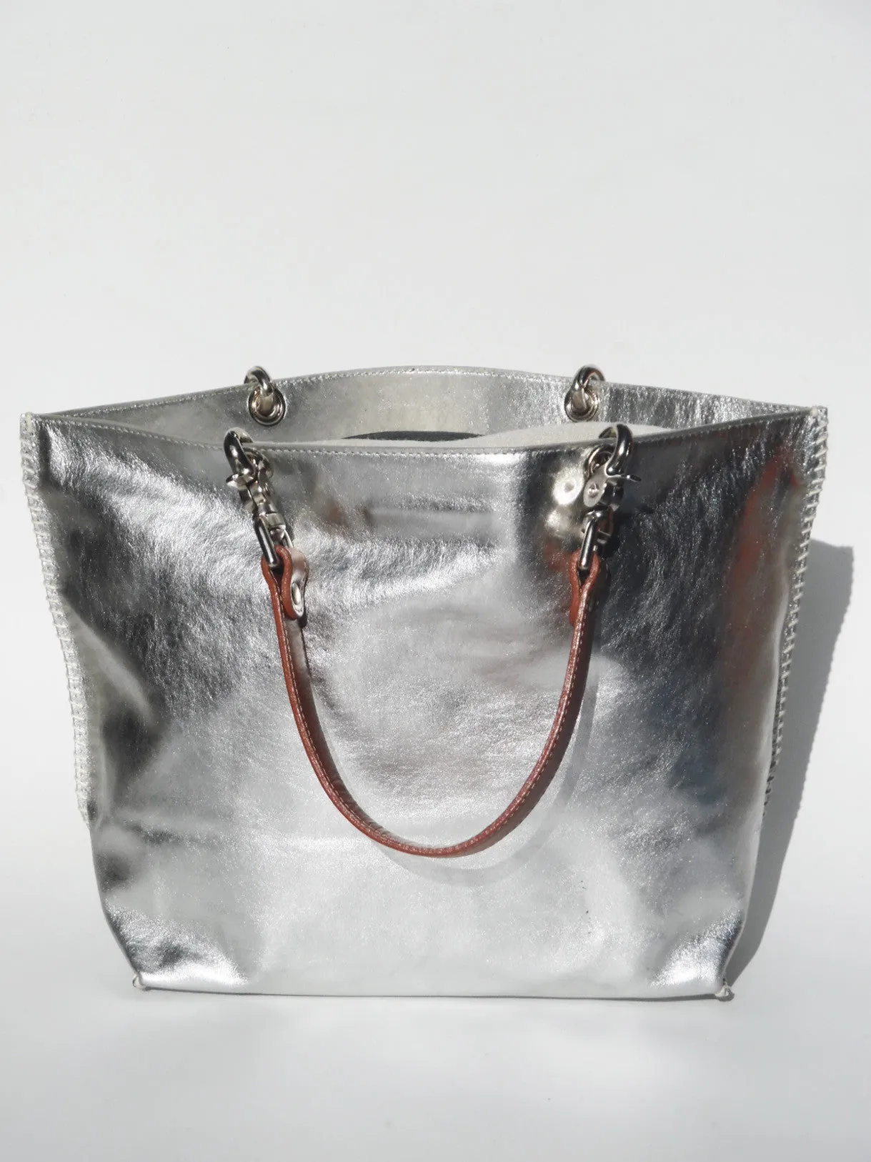 Gamidi Tote Bag Metallic Leather Champagne