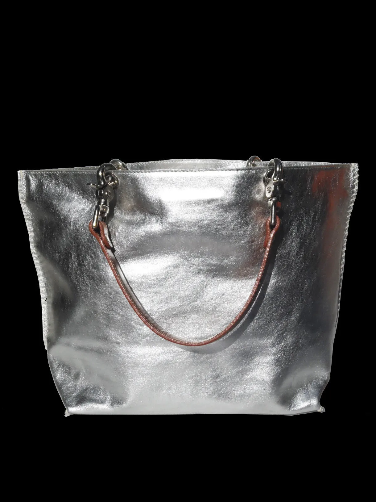 Gamidi Tote Bag Metallic Leather Champagne