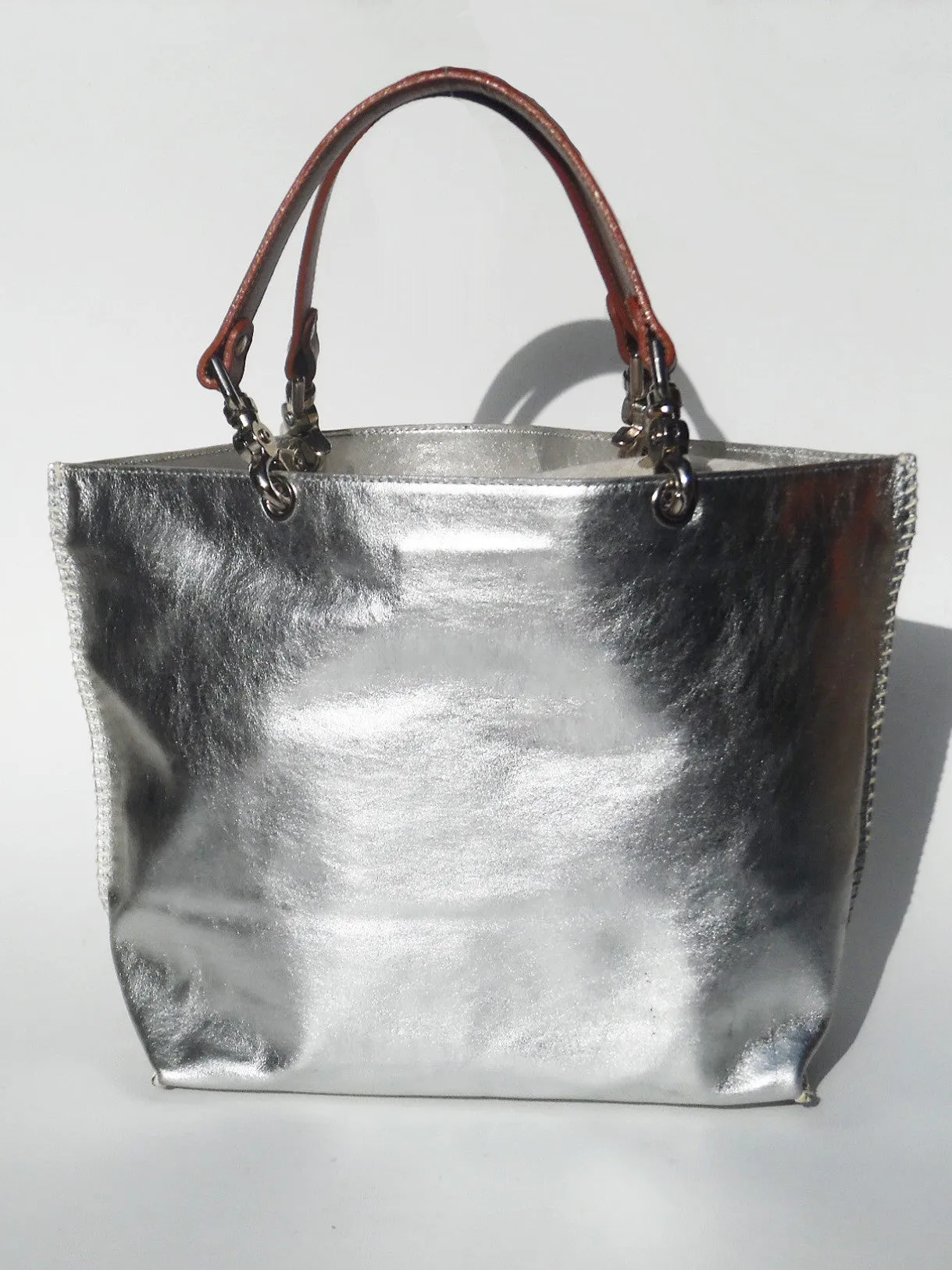 Gamidi Tote Bag Metallic Leather Champagne