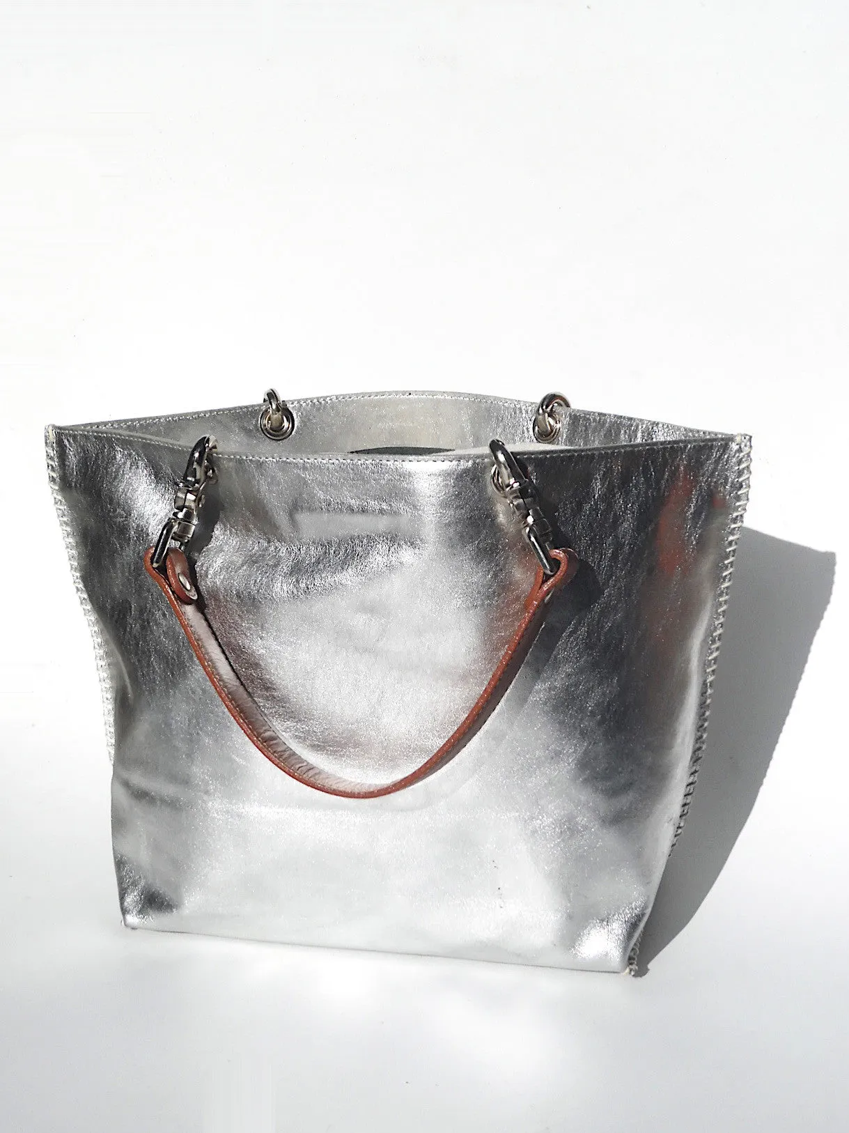 Gamidi Tote Bag Metallic Leather Champagne