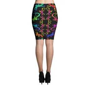 GECKO PUZZLE Pencil Skirt