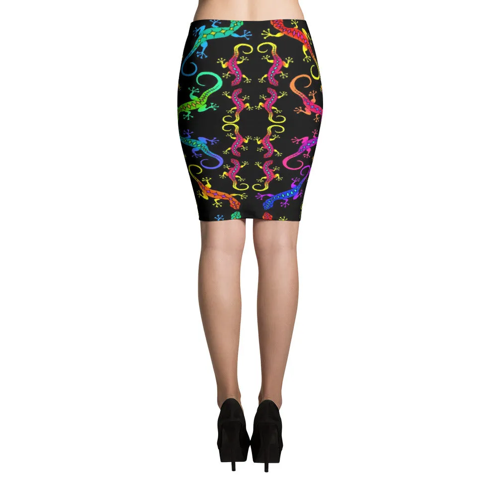 GECKO PUZZLE Pencil Skirt