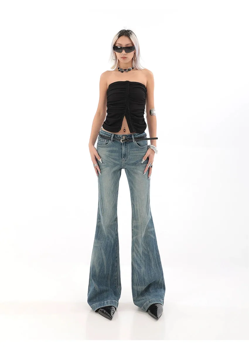 High Waist Vintage Wash Bell Bottom Jeans