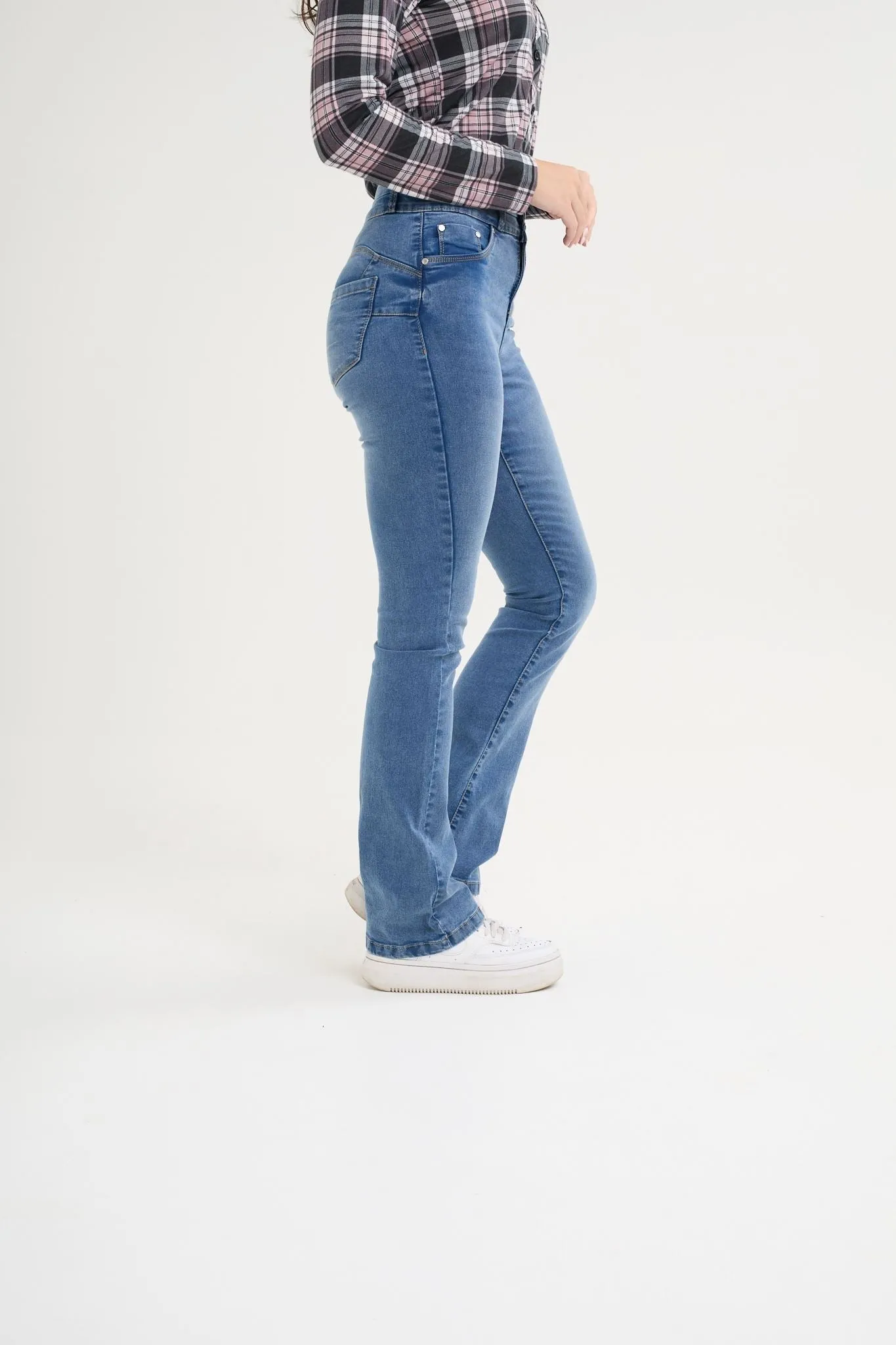 High waisted flared leg jeans