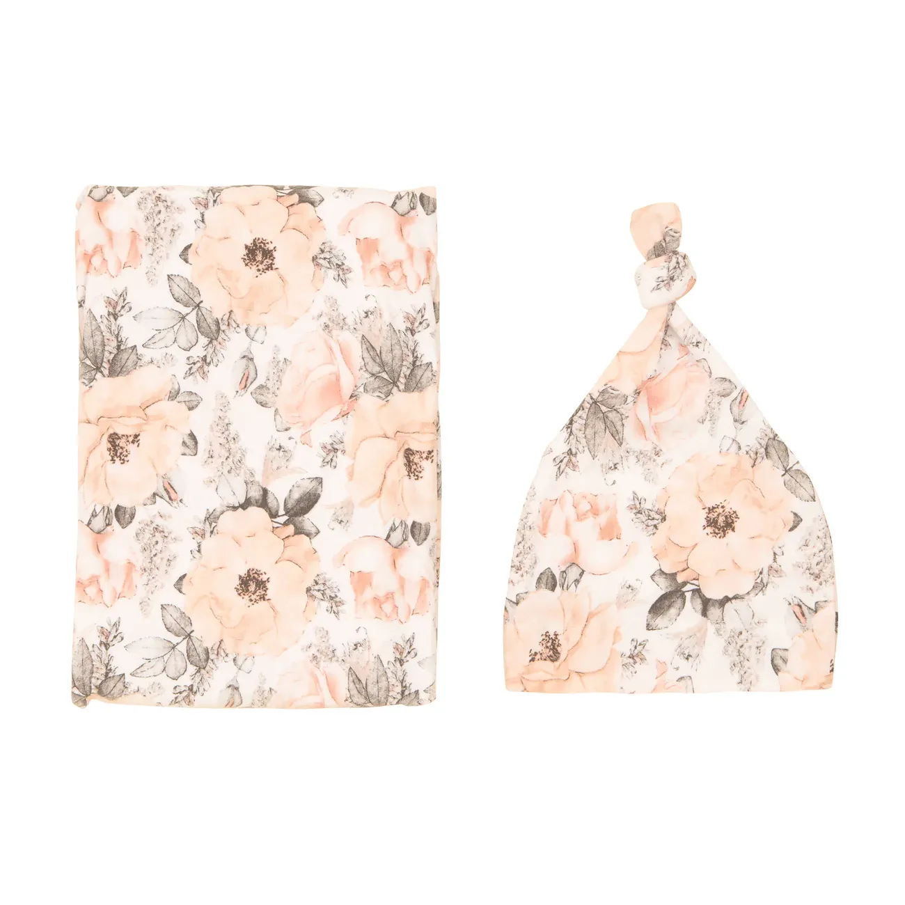 Jersey Swaddle and Beanie Set - Soft Florals