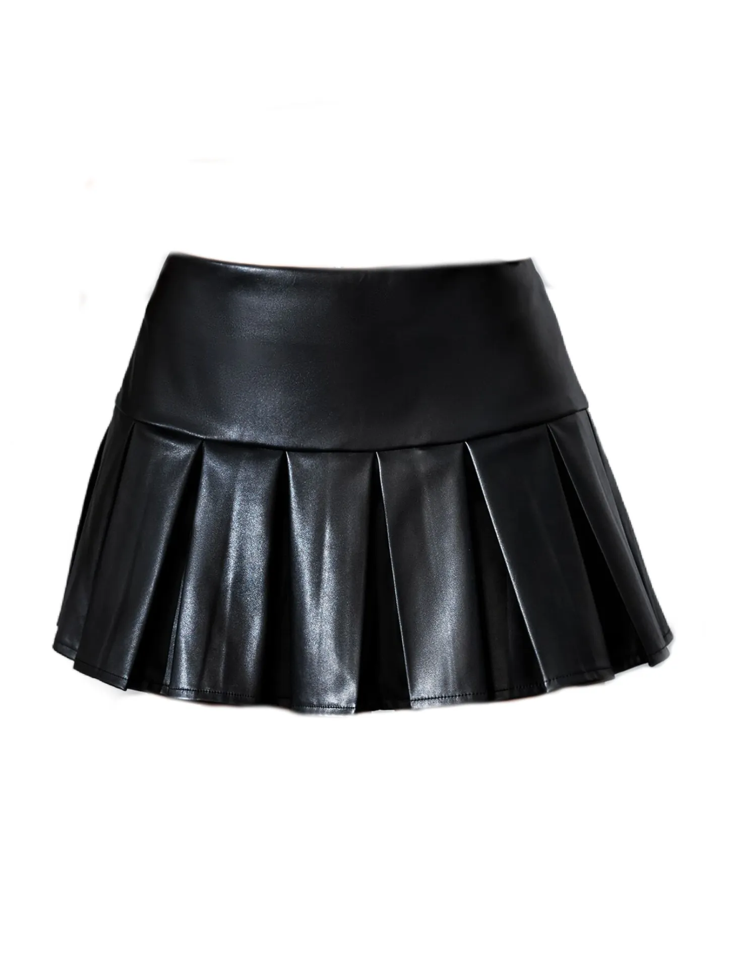 Killz Leather Pleated Mini Skirt (Black)