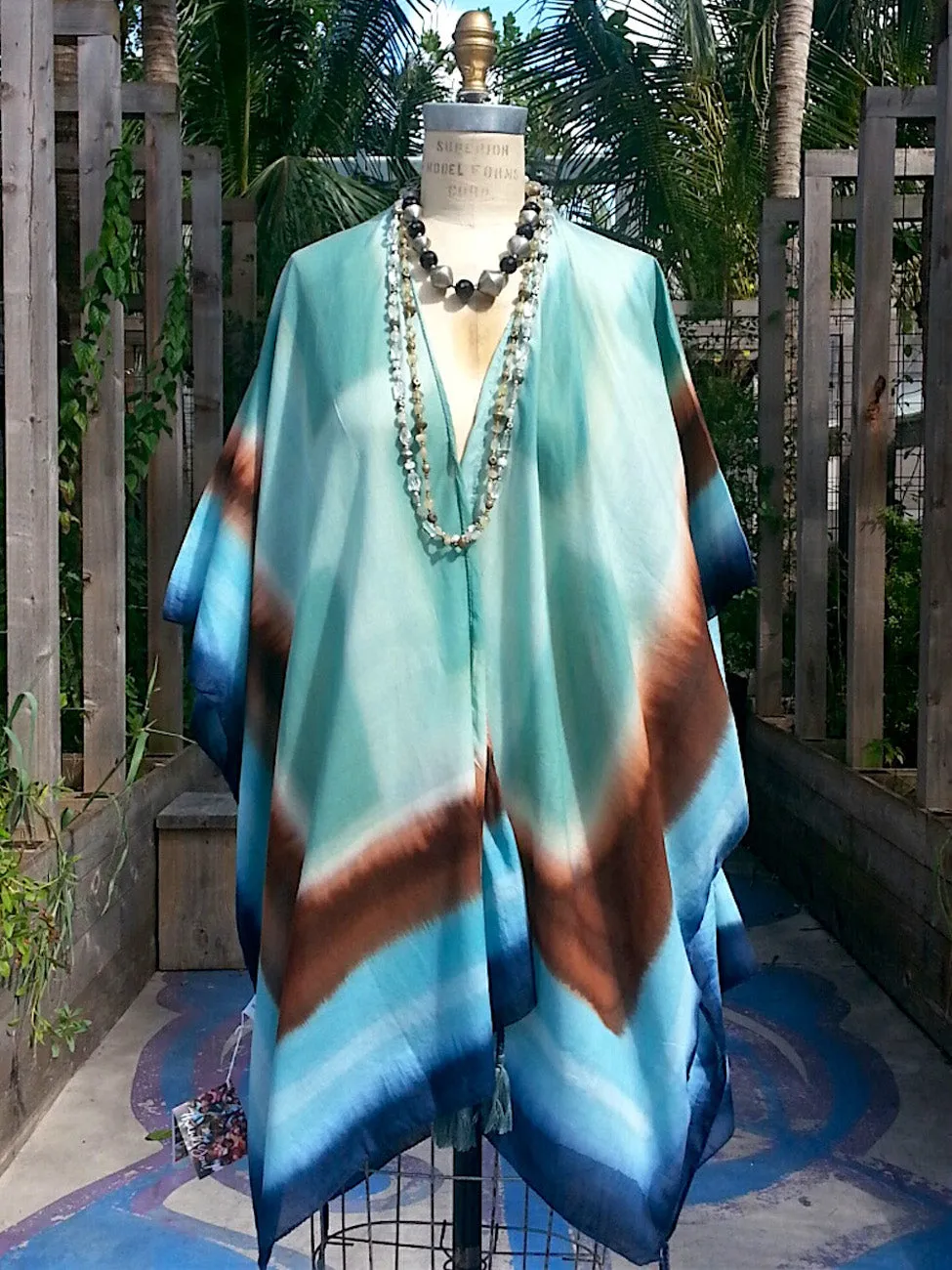 Kimono Caftan Hand Painted Cotton