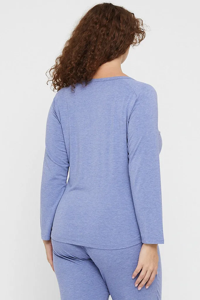 Long Sleeve Henley Top - Lavender