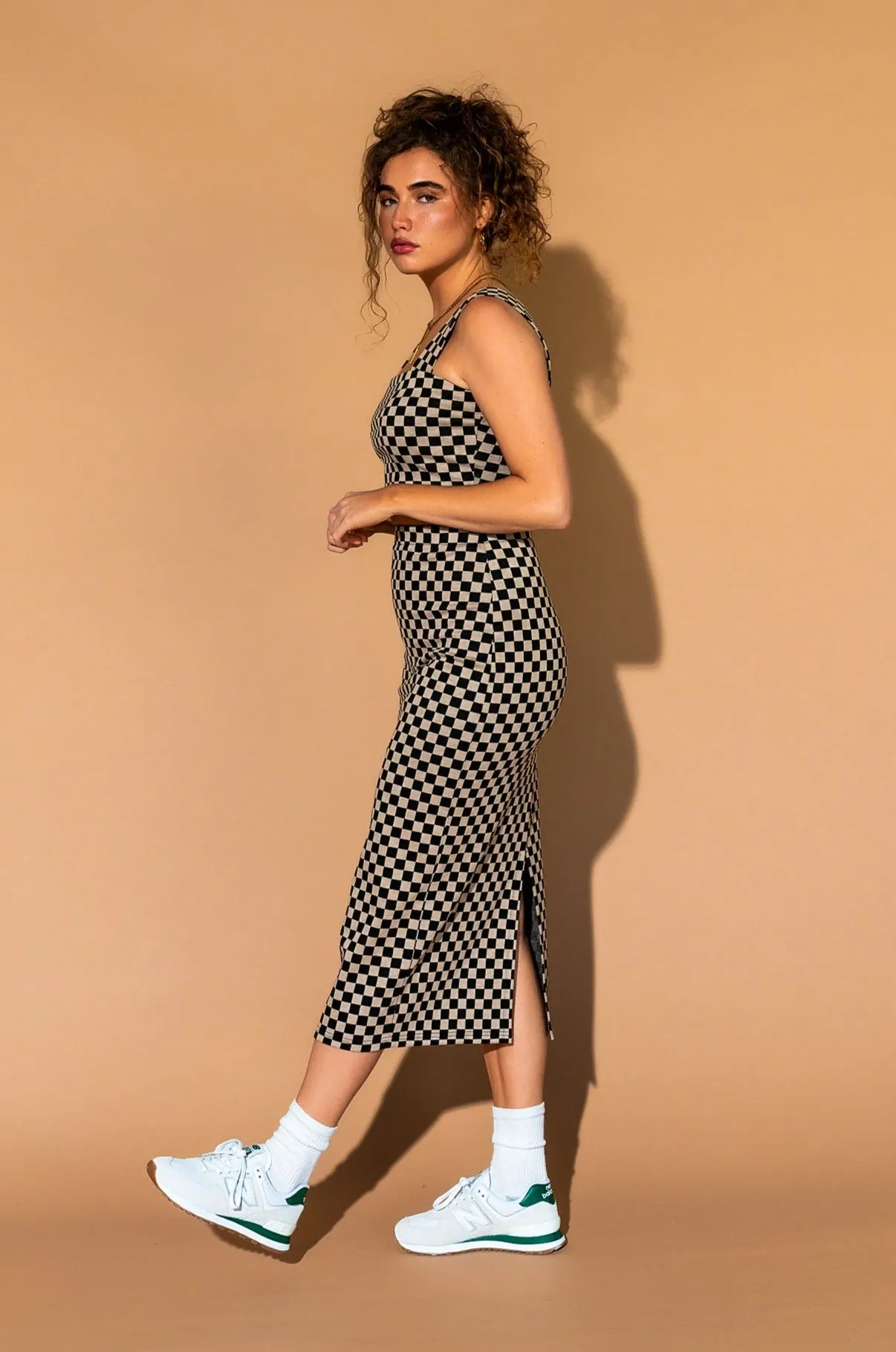 Looking Good Print Top   Skirt Set in Checkerboard