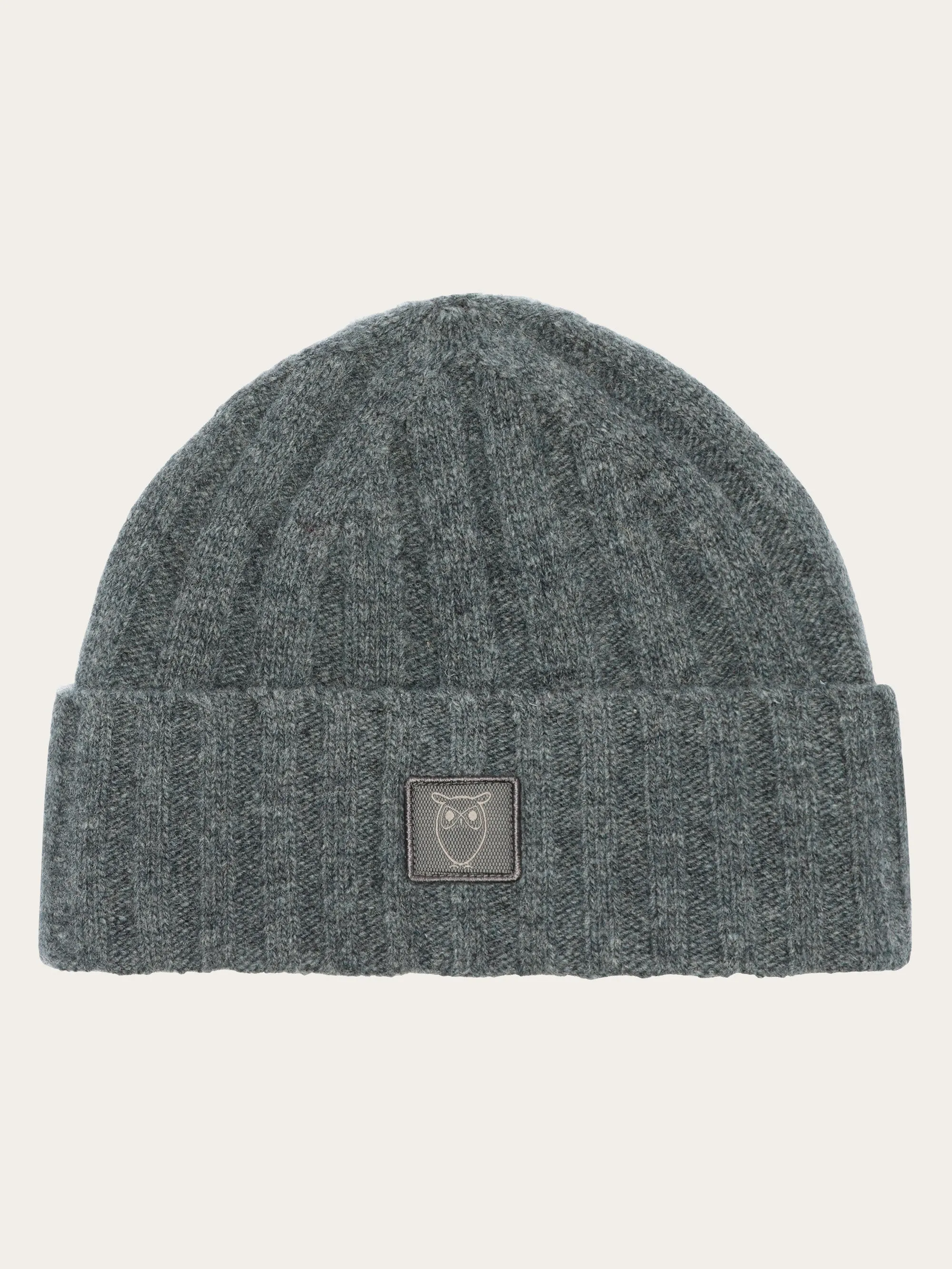 Low wool 5x4 rib beanie - RWS - Dark Grey Melange