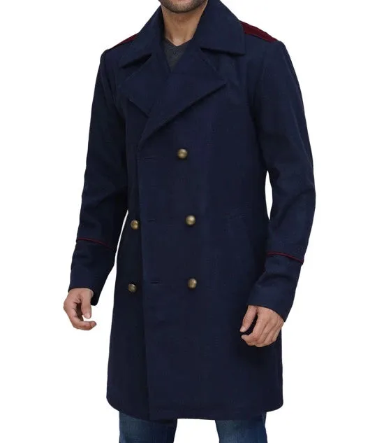 Men's Double Breasted Blue Peacoat