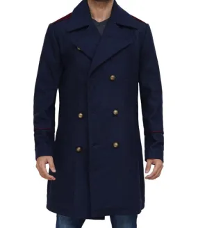 Men's Double Breasted Blue Peacoat