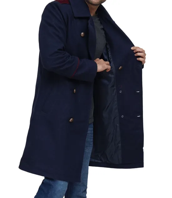 Men's Double Breasted Blue Peacoat