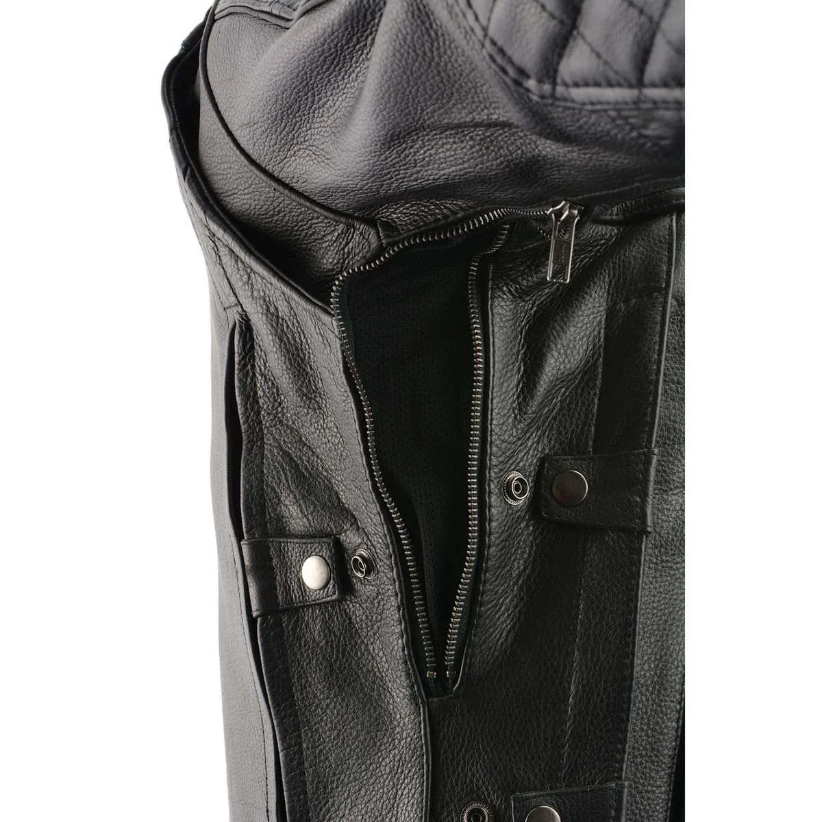 Milwaukee Leather MLM1545 Men's Quilted Pattern Triple Vent Black