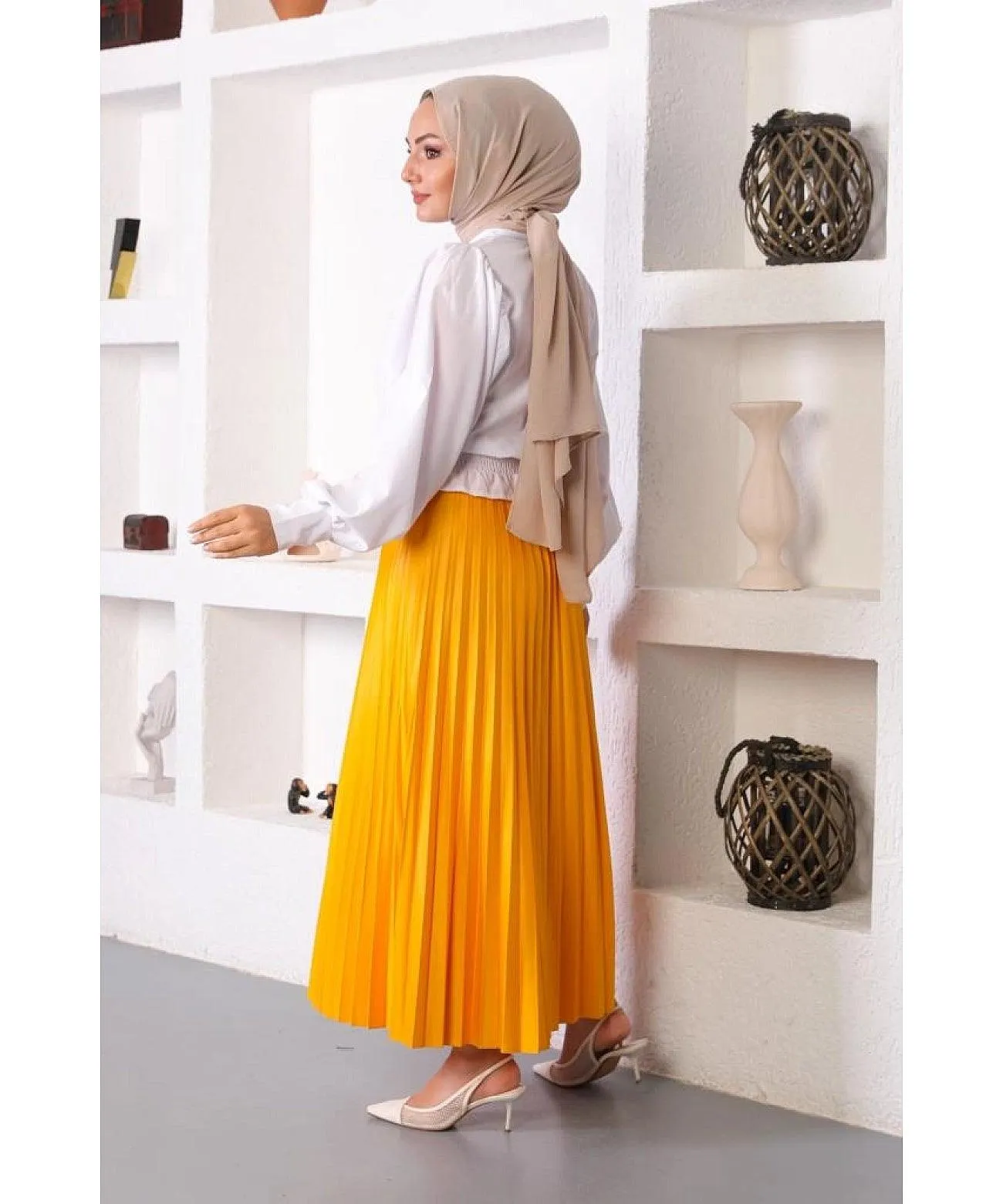 Mustard Yellow Pleated Maxi Skirt for Women | Vibrant and Fashion-Forward