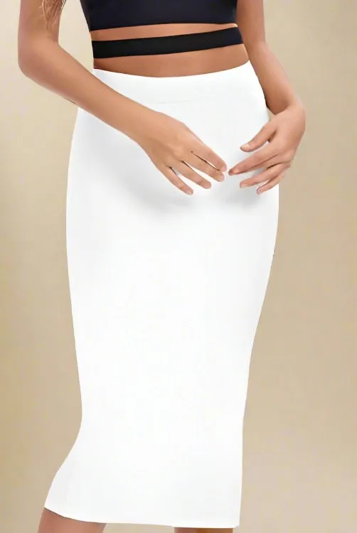 Pencil High Waist Bandage Midi Skirt - Pearl White