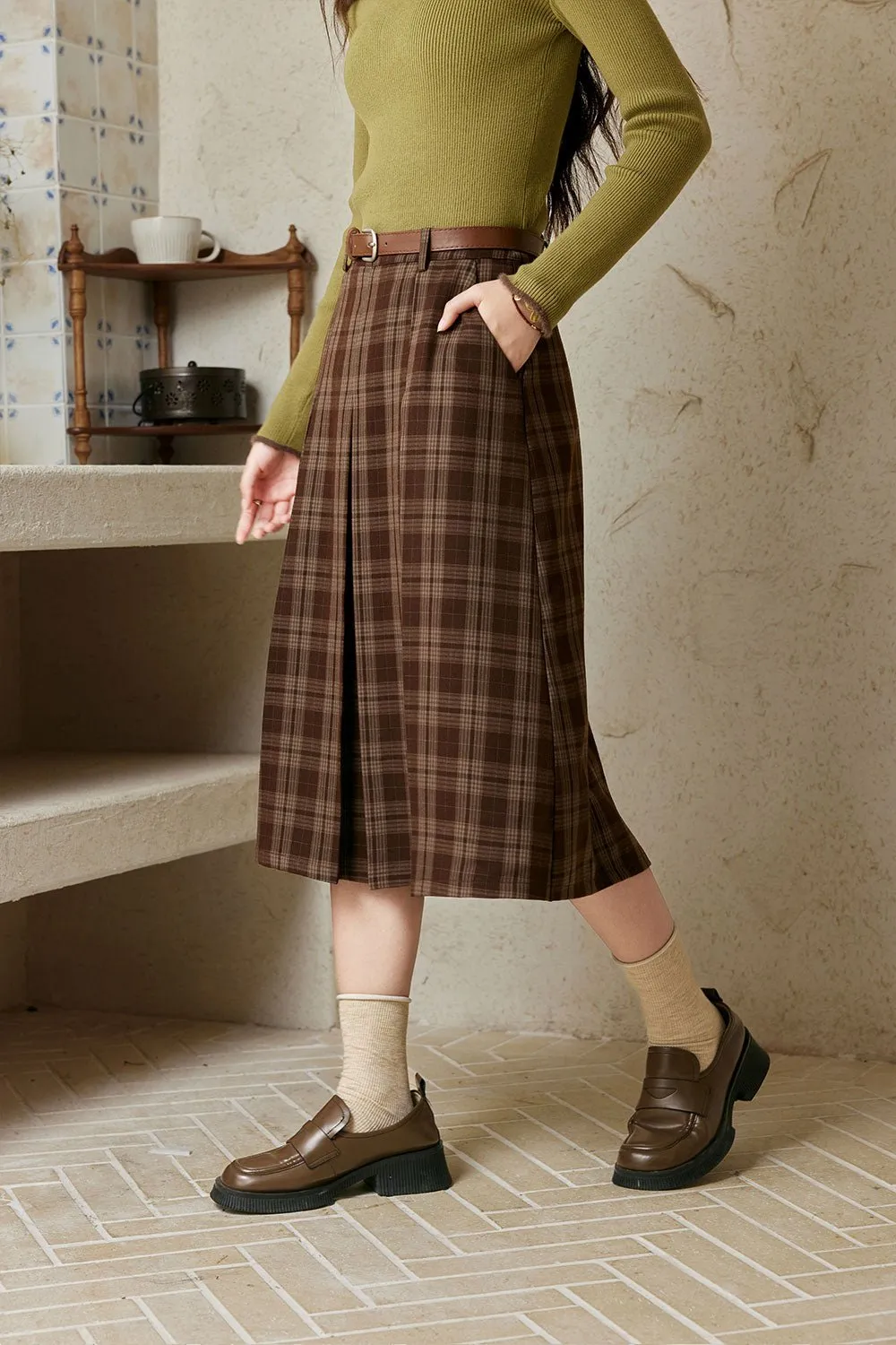 Pleated Midi Skirt for Women