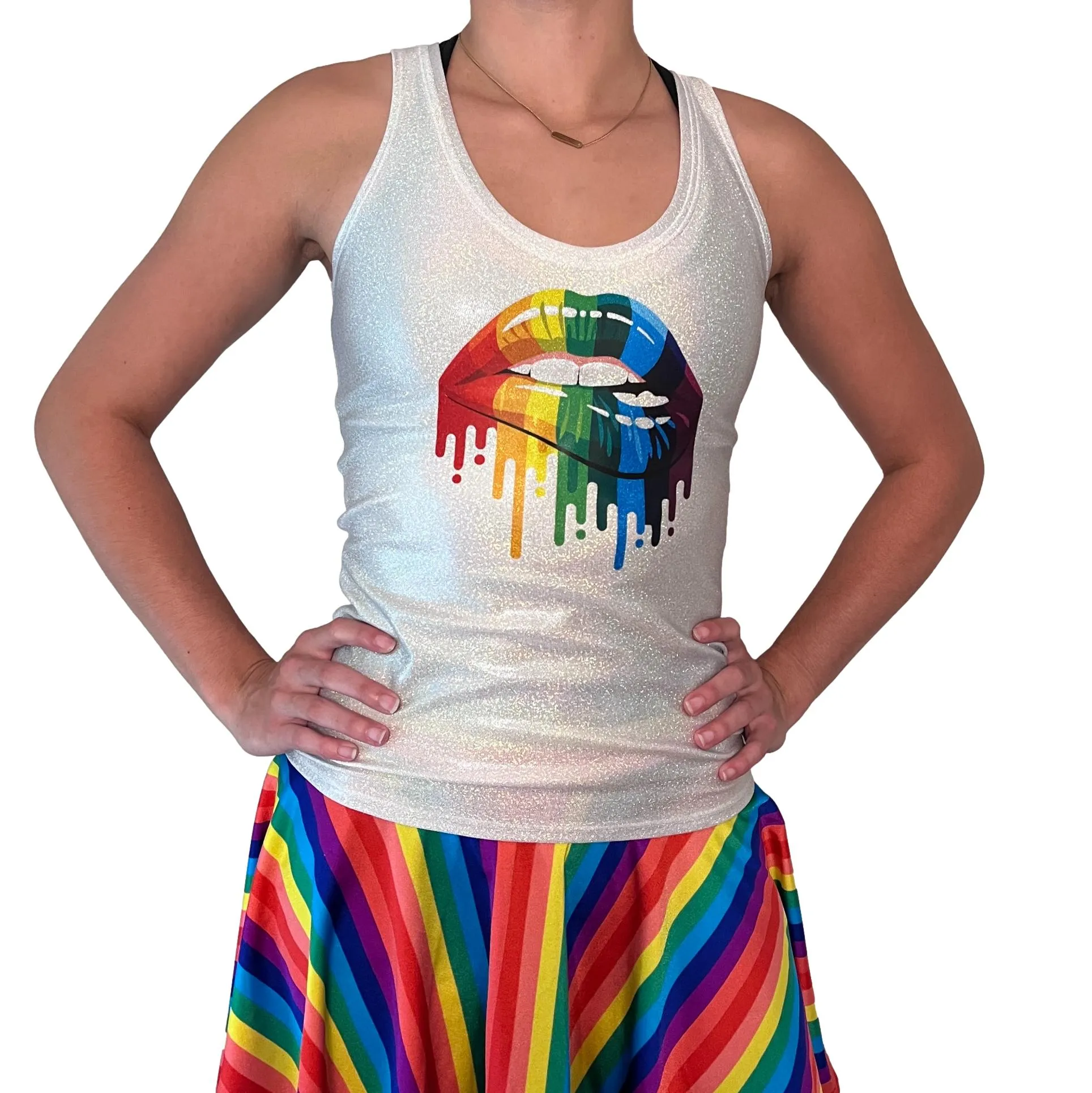 Pride Lips Tank - Choose Tank Color - Women's Sparkle Tank or Holographic