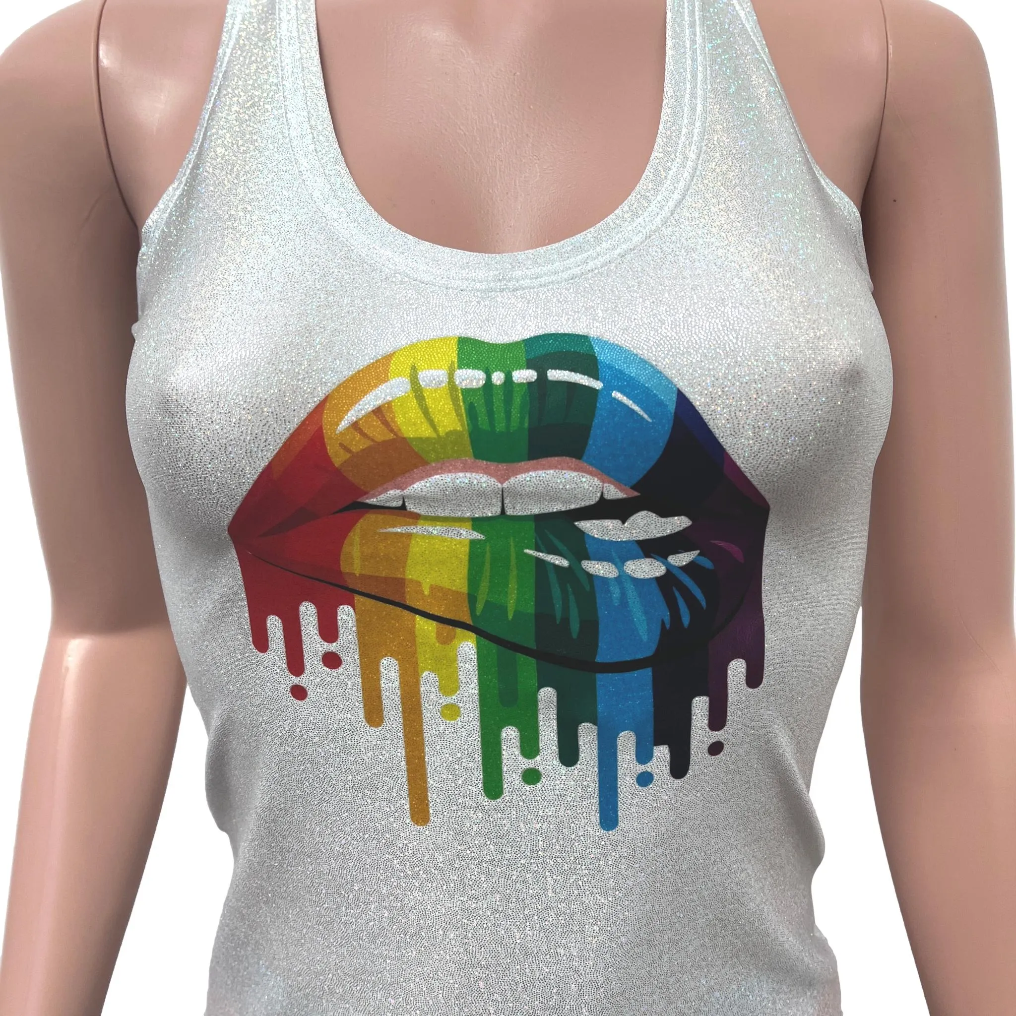 Pride Lips Tank - Choose Tank Color - Women's Sparkle Tank or Holographic