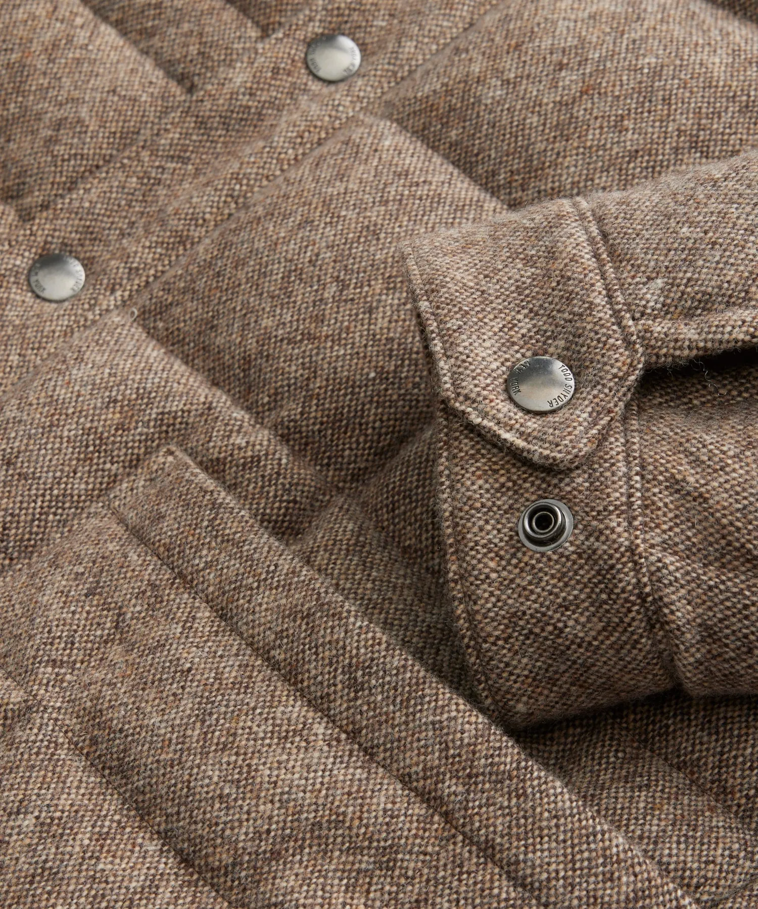 Quilted Down Cardigan in Brown Donegal